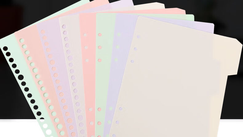 小郎人8张活页本隔页纸分页纸文件分页标签索引纸隔页板pp塑料索引