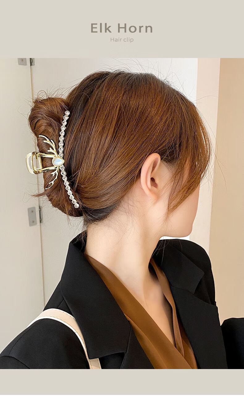 米囹水钻抓夹大号后脑勺鲨鱼夹女发夹盘发法式气质高级感夹子头饰发卡