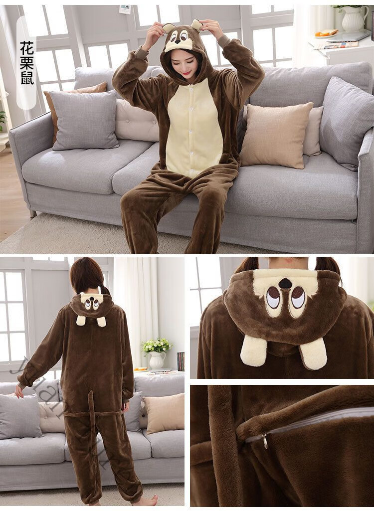 动物睡衣连体卡通春秋冬季儿童小兔子卡通动物连体睡衣男女情侣亲子装