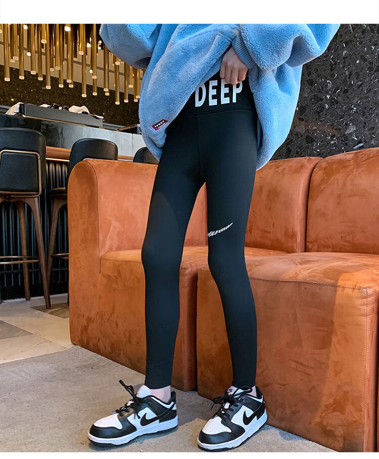 电鸥2021秋冬新款女童加绒打底裤儿童秋冬弹力运动鲨鱼裤大童外穿瑜伽