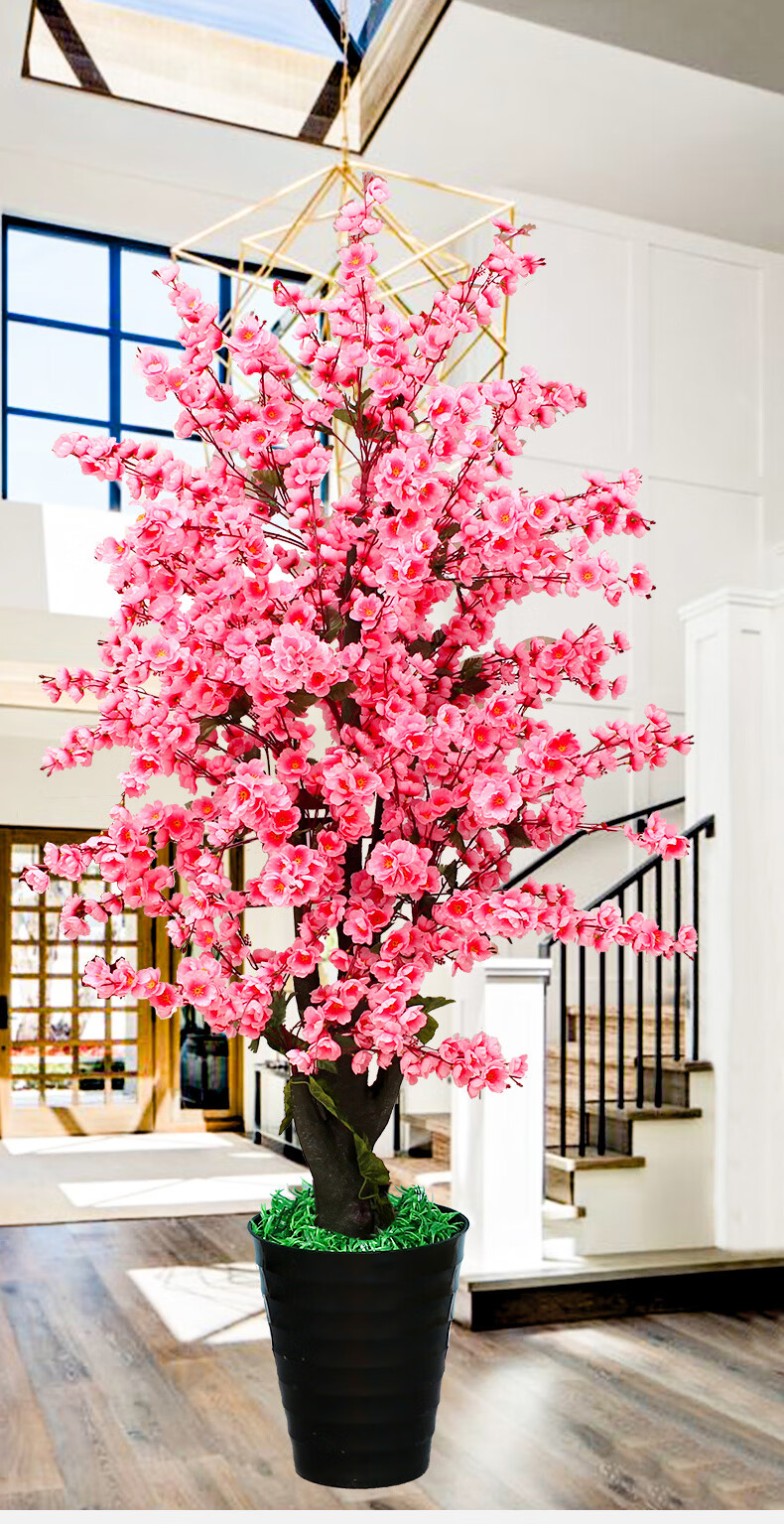 仿真绿植盆栽摆件大型桃花树客厅摆设落地假花室内装饰樱花防真花19米