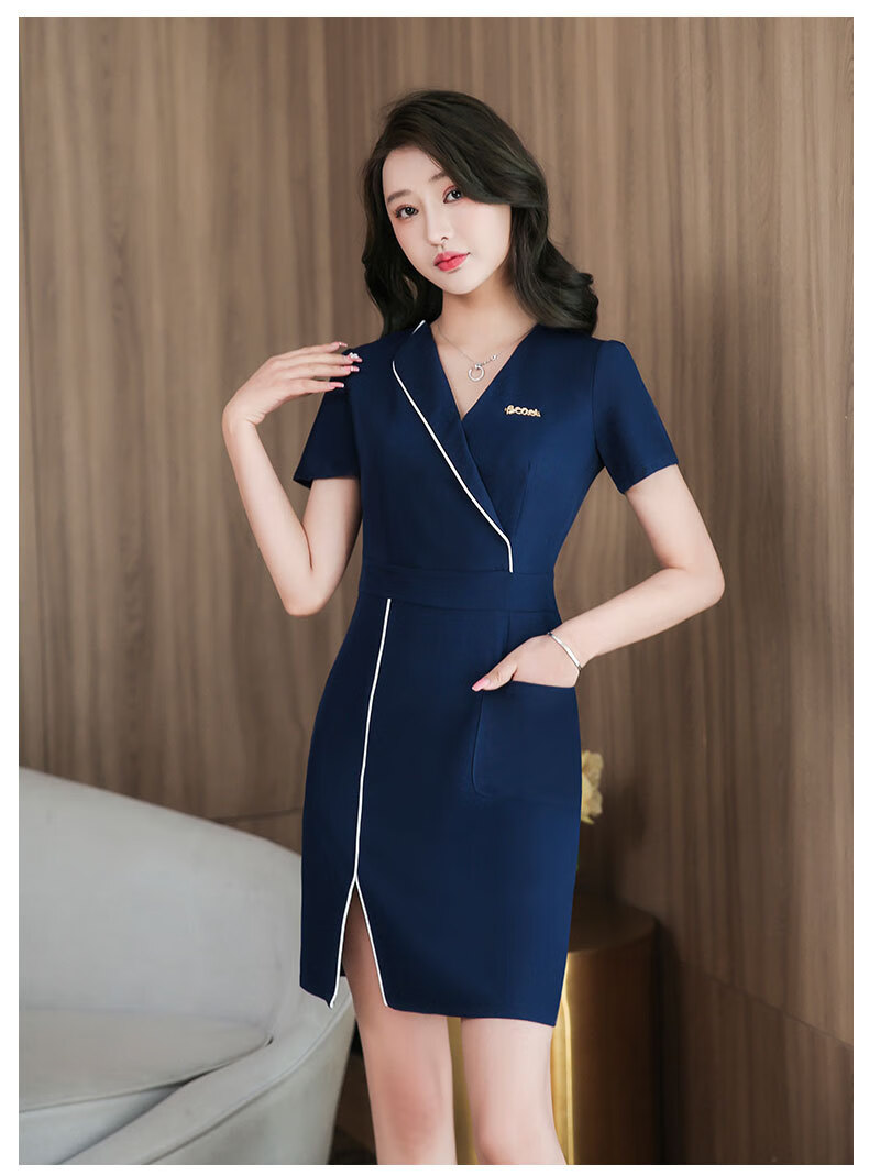 阿亨美容师工作服女美容院高端养生馆足浴技师服装休闲风灰色s