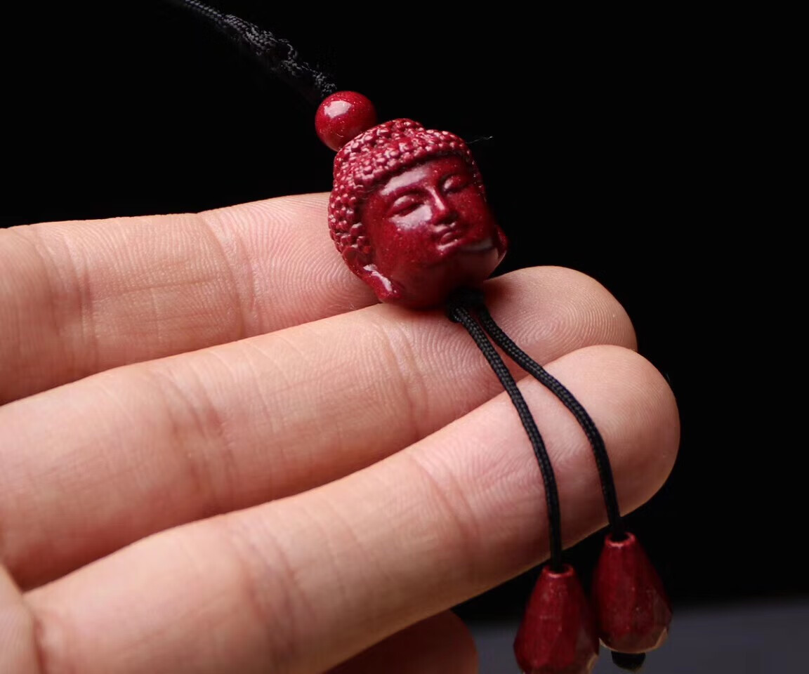 天然朱砂大日如来佛头包挂紫金砂女本命年钥匙扣手机挂件饰品规格18mm