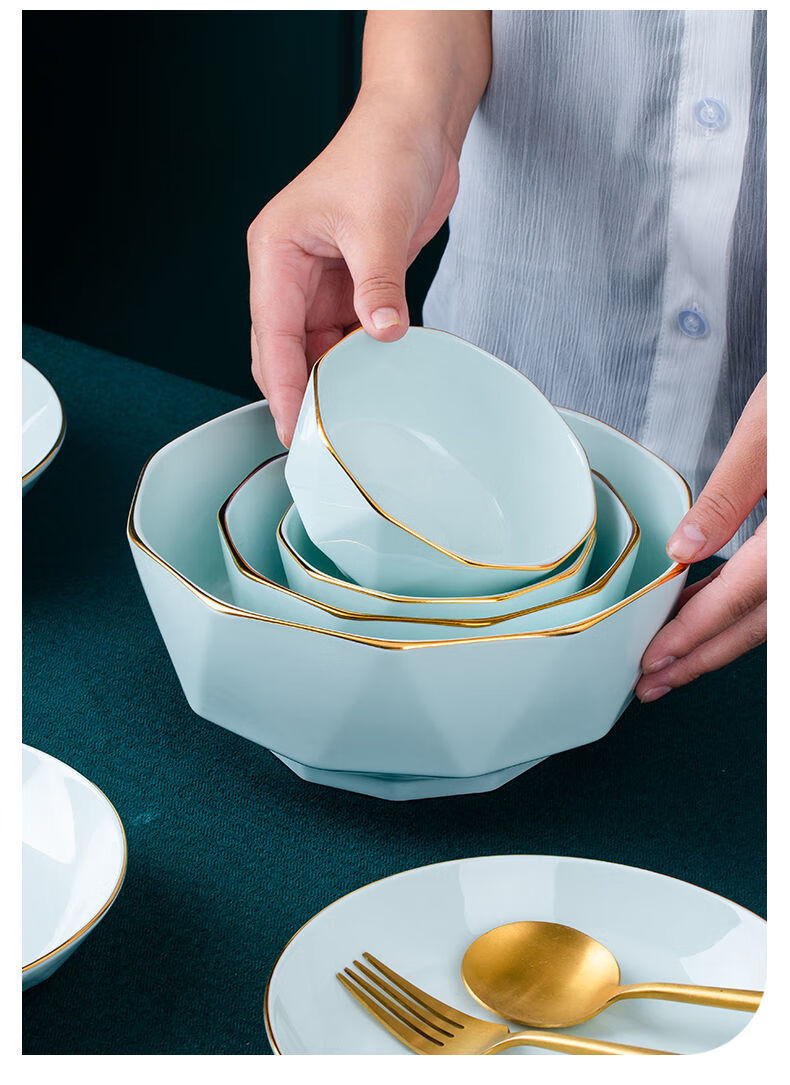 浅野造物碗碟套装家用景德镇陶瓷餐具套装现代轻奢碗盘碗筷组合乔迁