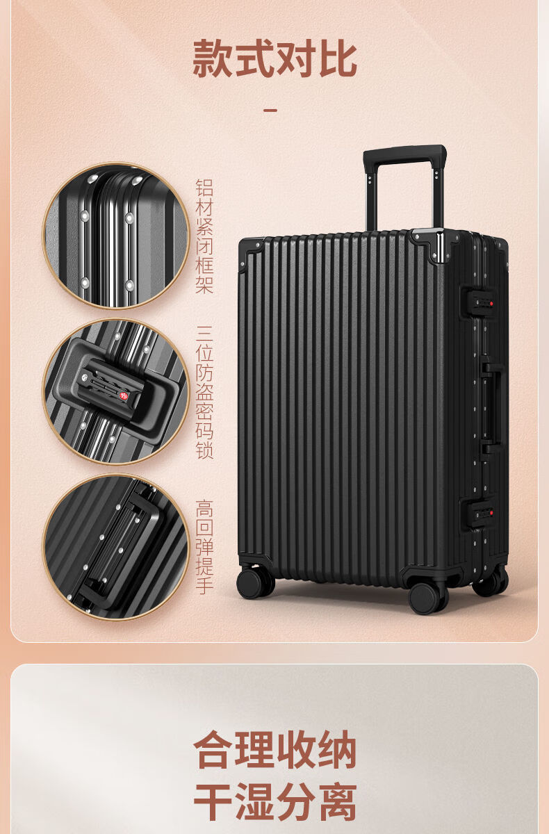 密码箱男行李箱拉杆箱男女高颜值耐用密码皮箱子24英寸大容量超大2022