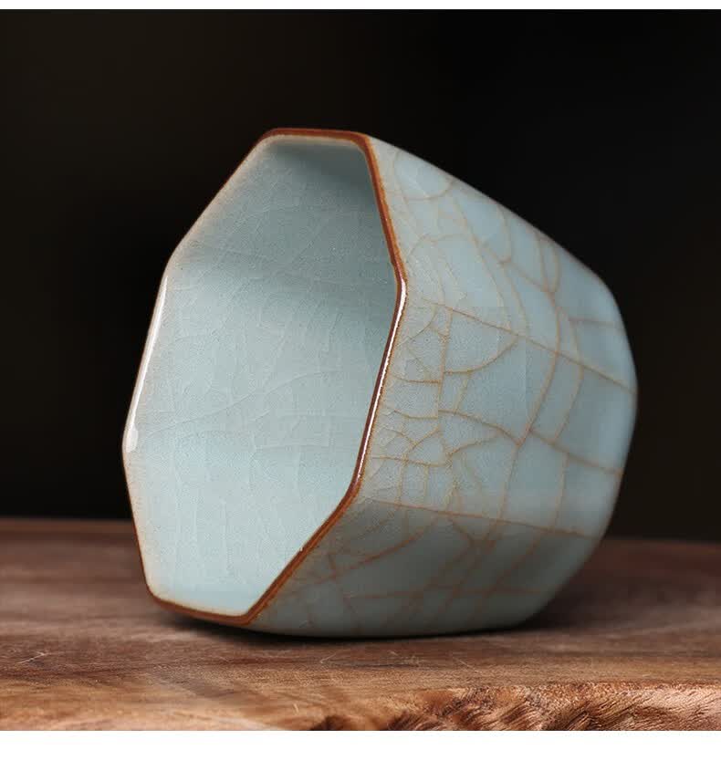 隐庐叶小春龙泉青瓷茶杯主人杯冰裂釉金丝闻香杯国大师纯手工冰裂杯