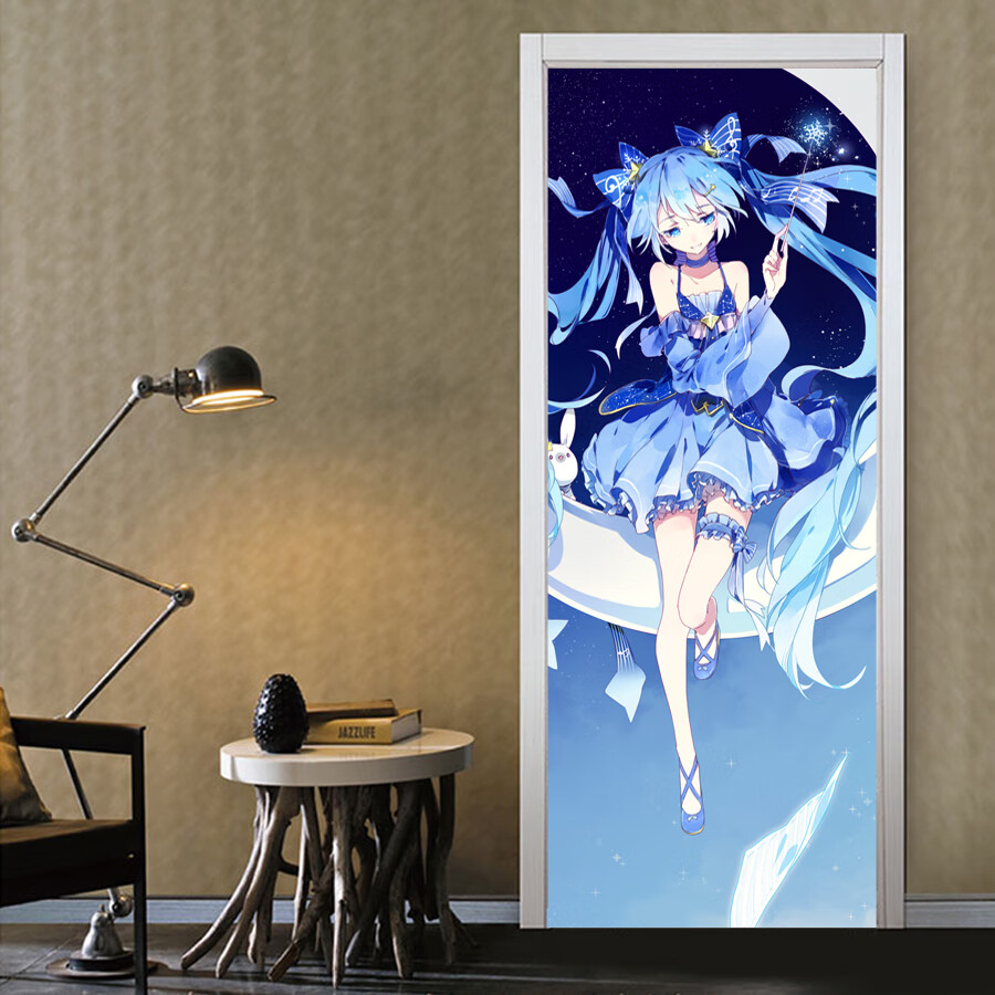 玻璃画动漫定制动漫防水墙贴卧室宿舍衣柜二次元纸自粘装饰玻璃门贴画