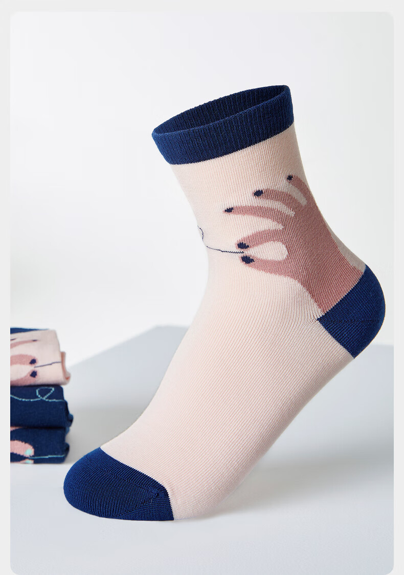 全棉时代2022春情侣款柔软透气精梳棉纯手工接缝袜子1双装藏蓝022