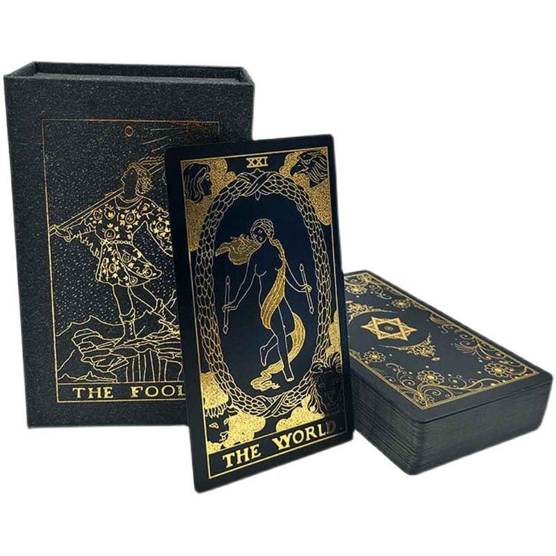轻奢高端高端木质黑色版thefooltarot经典塔罗牌127英文塔罗黑色black