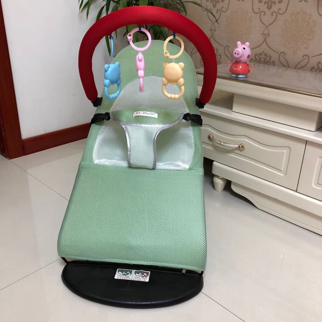 可折叠可调节儿童摇椅四季通用紫色棉布四季通用带玩具架音乐早教机