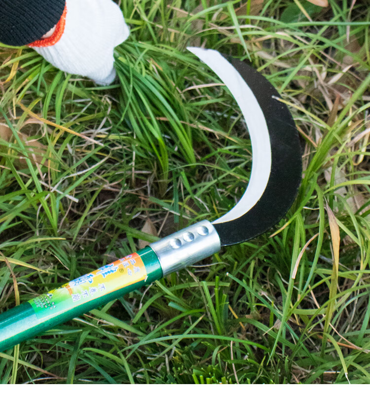 农用割草长柄镰刀加厚锰钢除草开路草刀割韭菜大弯刀打草收麦链刀 川