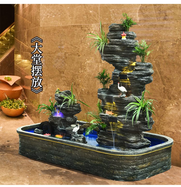 庭院景观鱼池大型假山流水喷泉摆件家庭院子水池造景鱼池室内室外庭院