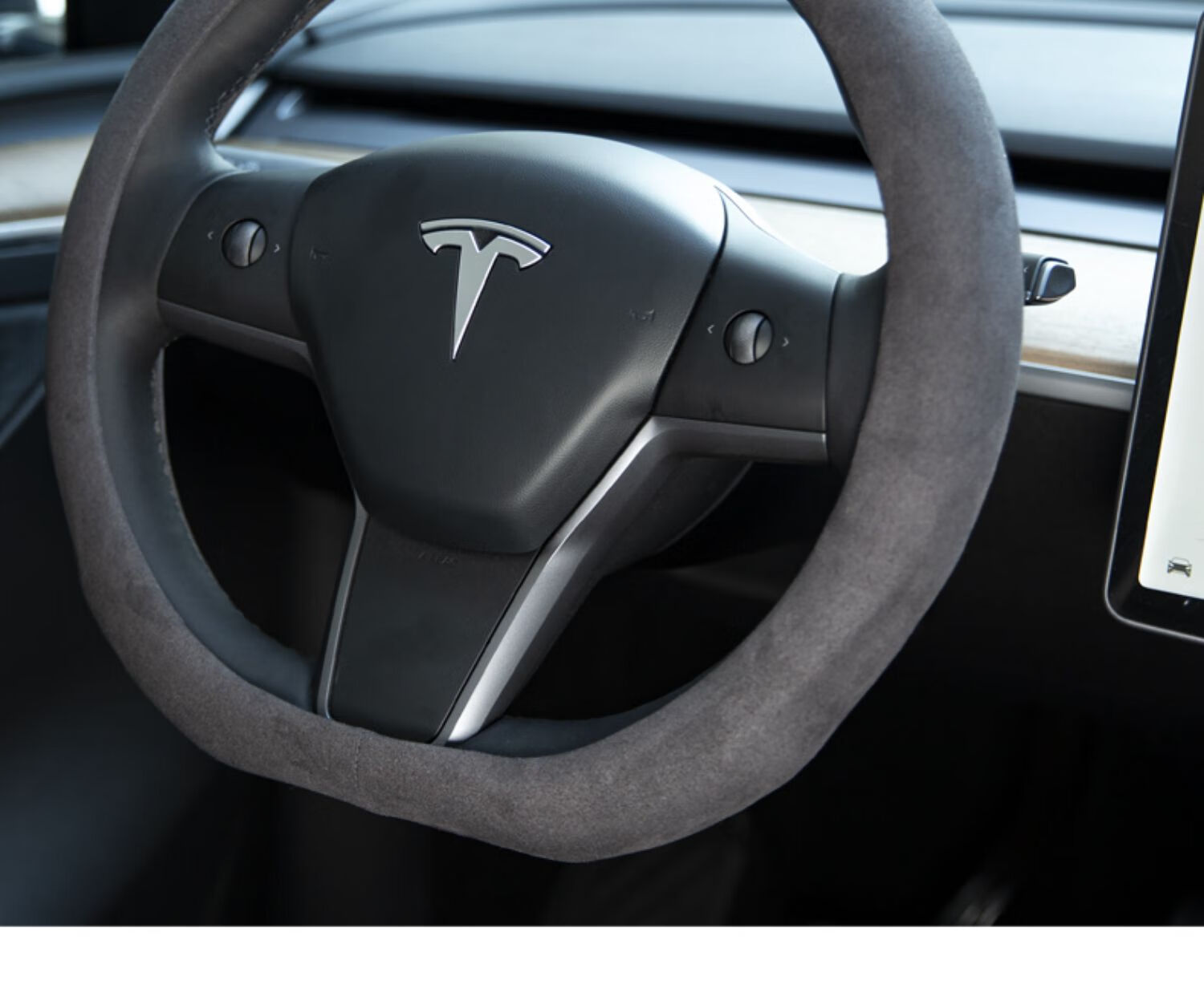 适用特斯拉model3yxs方向盘套翻毛皮麂皮绒丫四季通用冬季把套改装