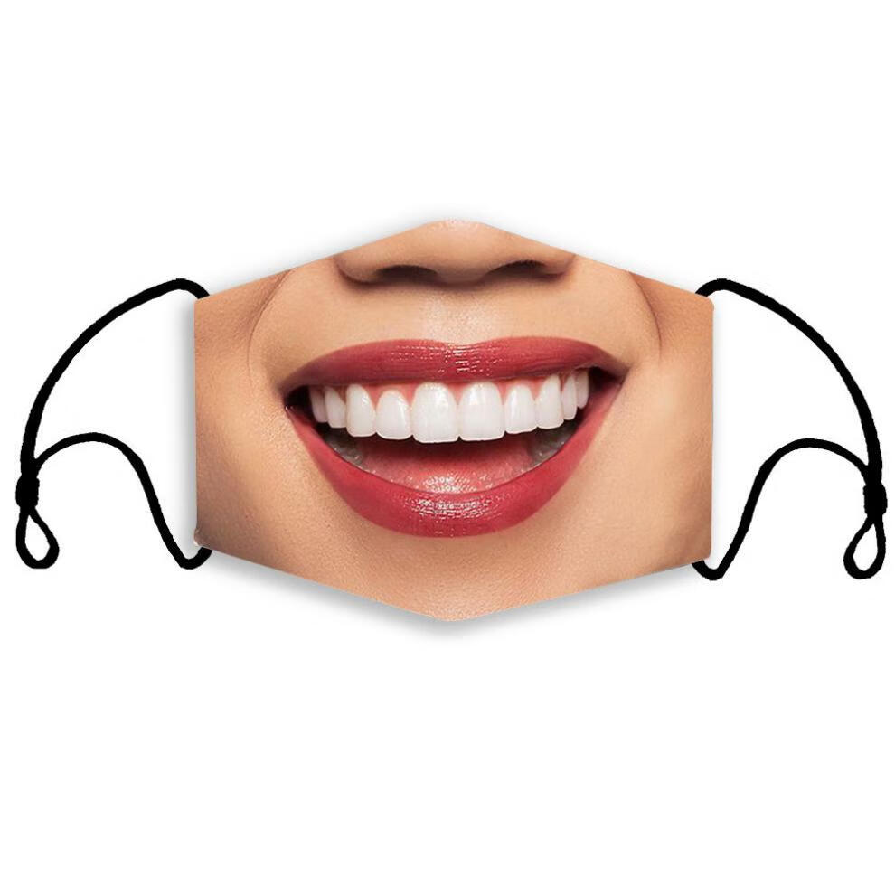 新品搞笑口罩嘴巴笑容脸图案口罩面罩女男款搞笑可以显示表情的口罩