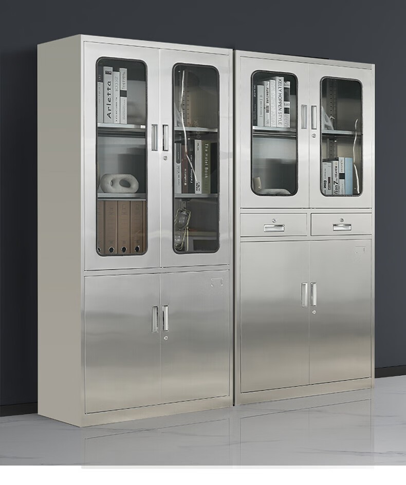 304不锈钢资料文件柜子无菌器械仪器柜医院手术室带锁储物柜对开门柜