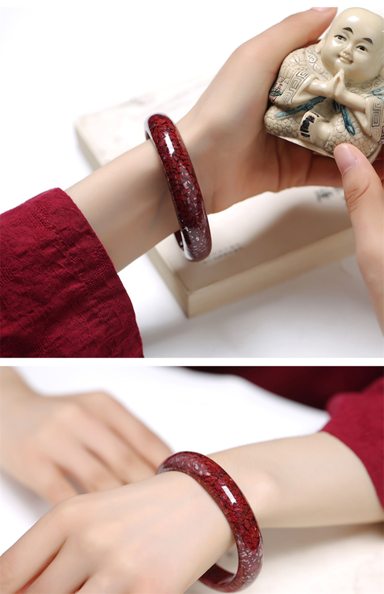 桐航朱砂手镯晶体颗粒原矿全透光镯子送母亲爱人女友情人节礼物晶体砂