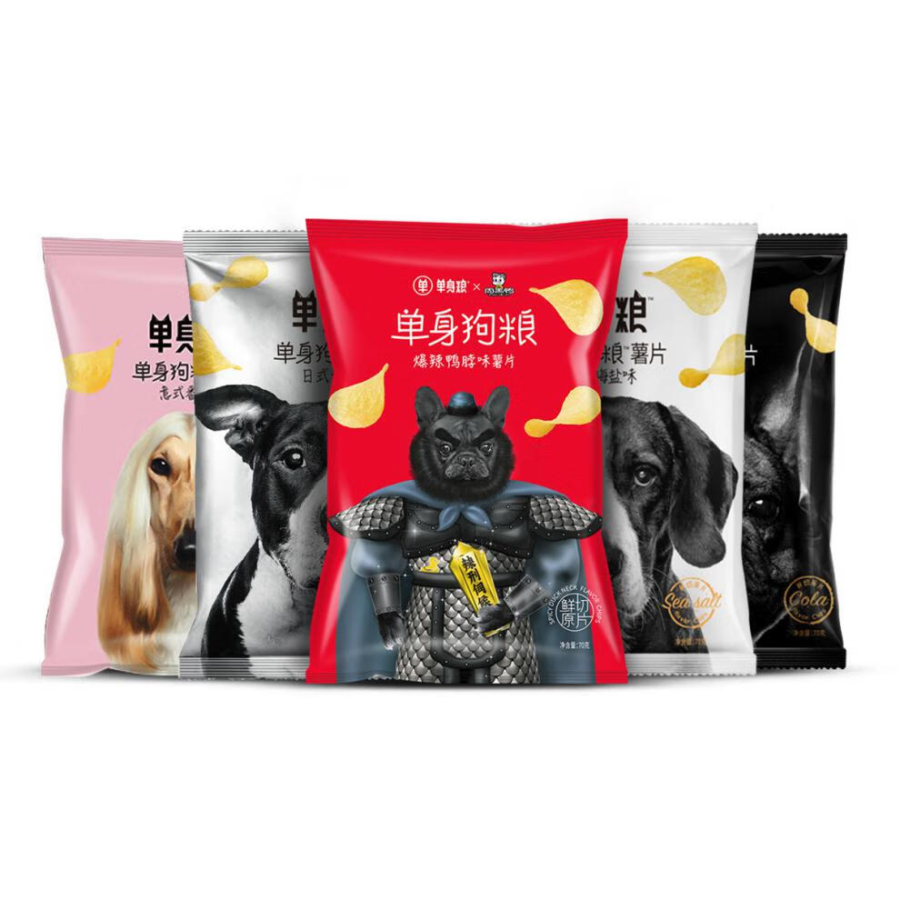 单身粮狗头薯片袋装海盐味番茄鸭脖多口味组合装膨化休闲薯片经典狗头