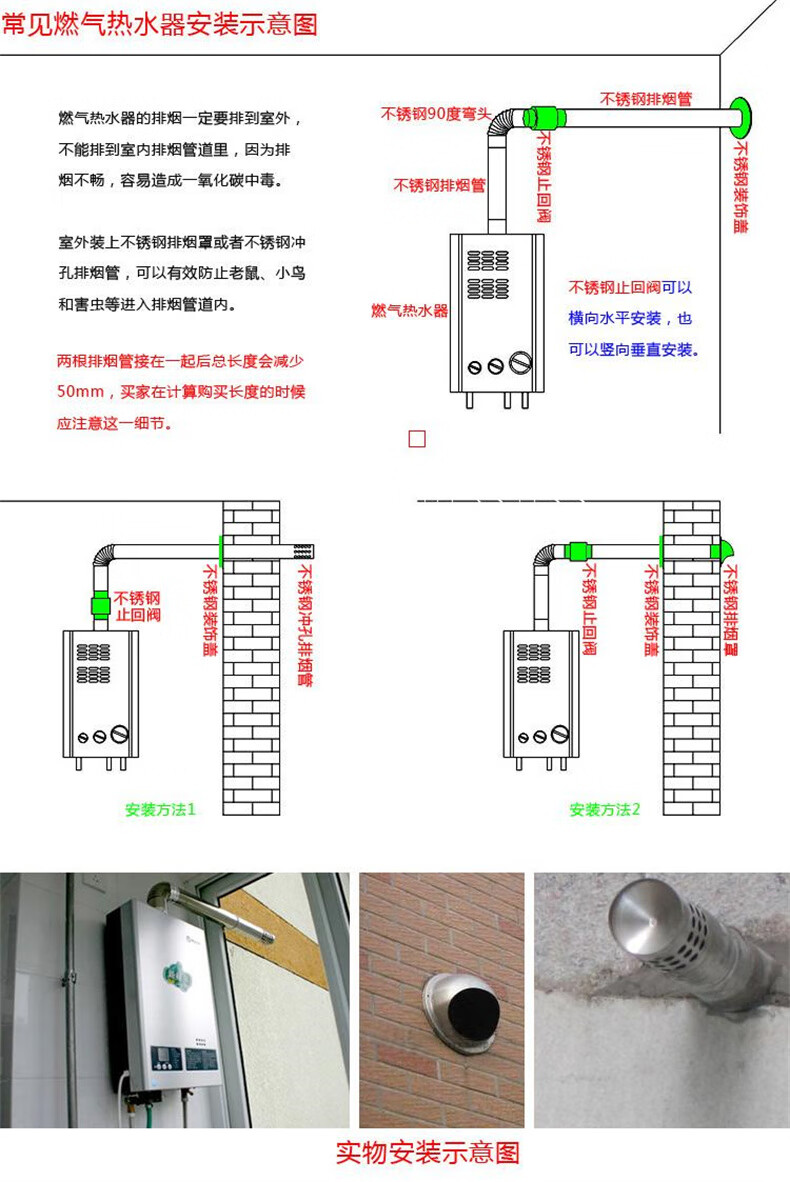 燃气热水器烟道安装图图片