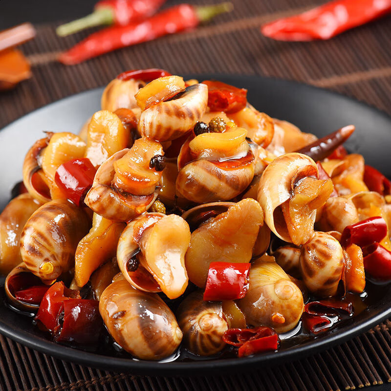 香辣鲍螺麻辣老婆脚香螺即食海鲜熟食螺肉猫眼螺小海鲜零食罐头 无壳