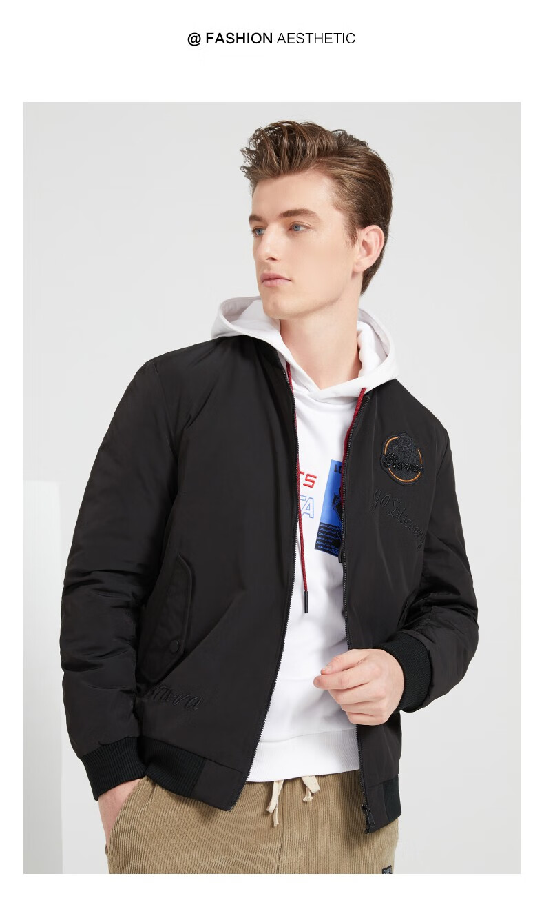 stava斯得雅男装秋冬新款羽绒服男潮流徽章刺绣修身外套68304131s40