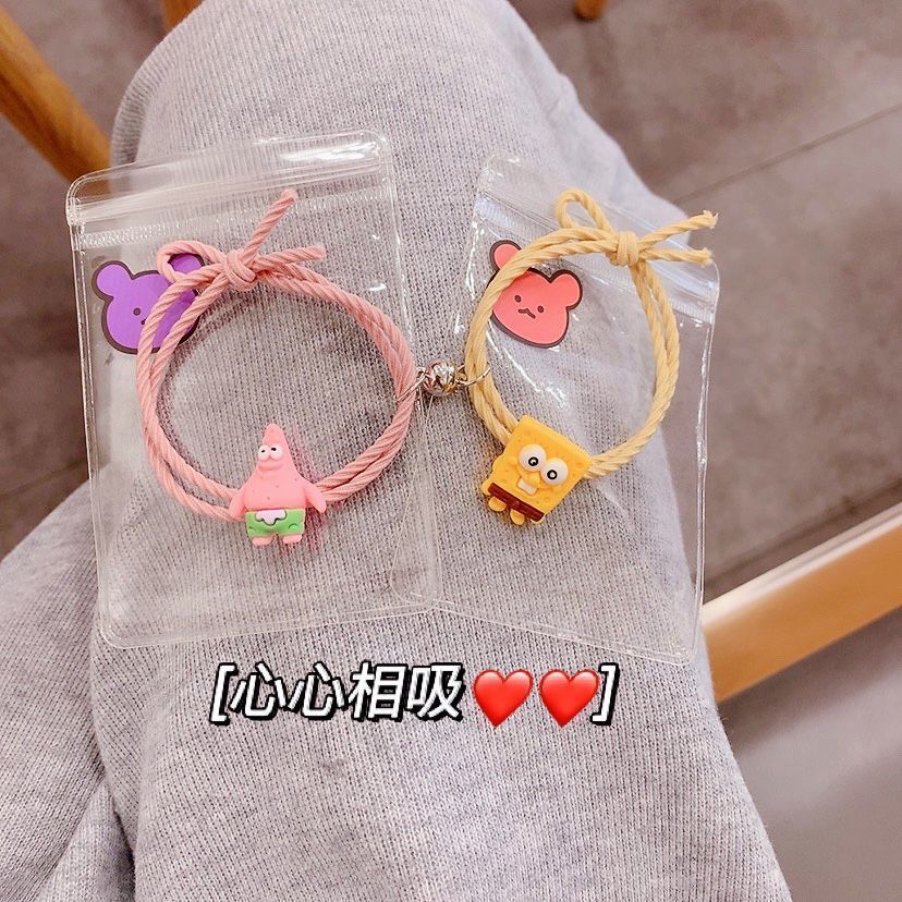 海绵宝宝派大星情侣款小皮筋送男朋友闺蜜手环手链儿情侣一对韩版蓝色