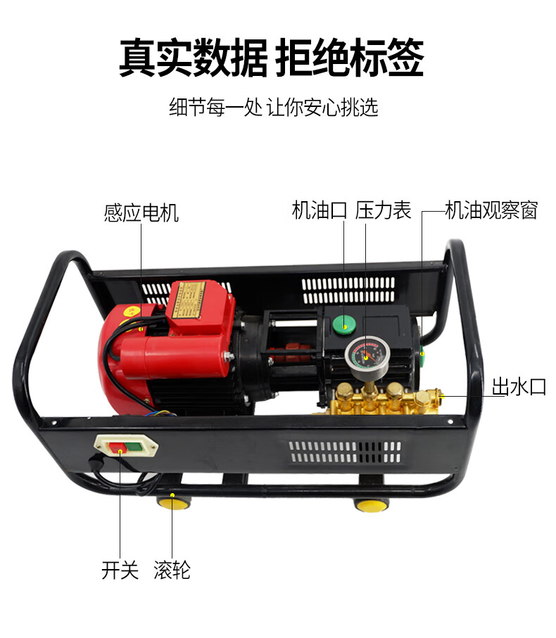 黑猫侠280型380大功率220v高压洗车机家用清洗机水泵商用水枪神器标配