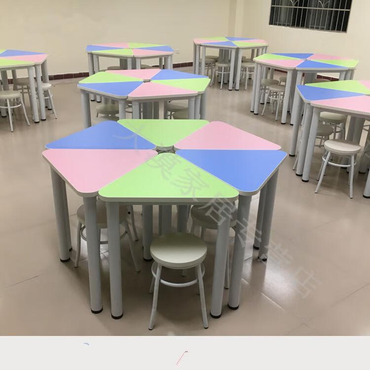 六边形活动桌椅组合心理咨询团体辅导室课桌小学生图书馆阅览桌椅145