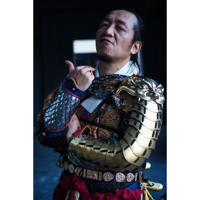 仁煜堂玉麒麟兽吞黄铜环臂甲甲胄盔甲直身甲汉服配件男护臂护腕 身高