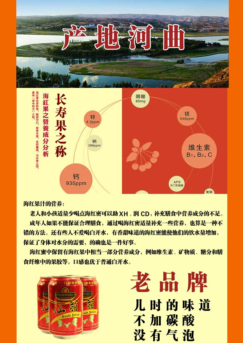 山西特产 河曲仙翁牌海红蜜 碳酸饮料 本地发货310ml 12罐【图片 价格