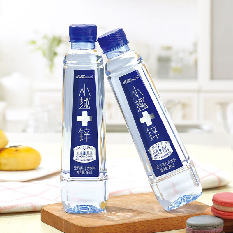 小趣加锌苏打水 整箱弱碱性苏打水饮料 398ml*12瓶 l*12瓶【图片 价格