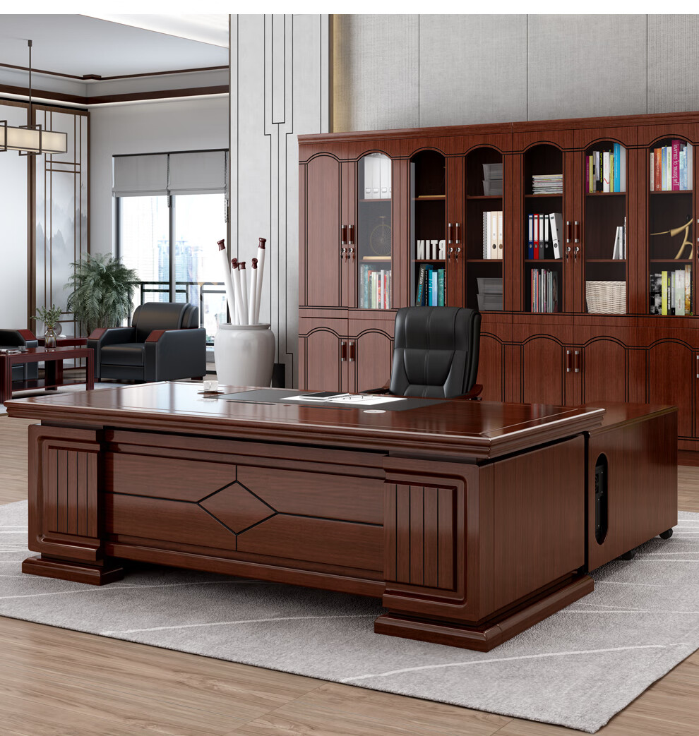 立伦新款办公桌老板桌办公室新中式大班台简约现代老板桌椅组合主管