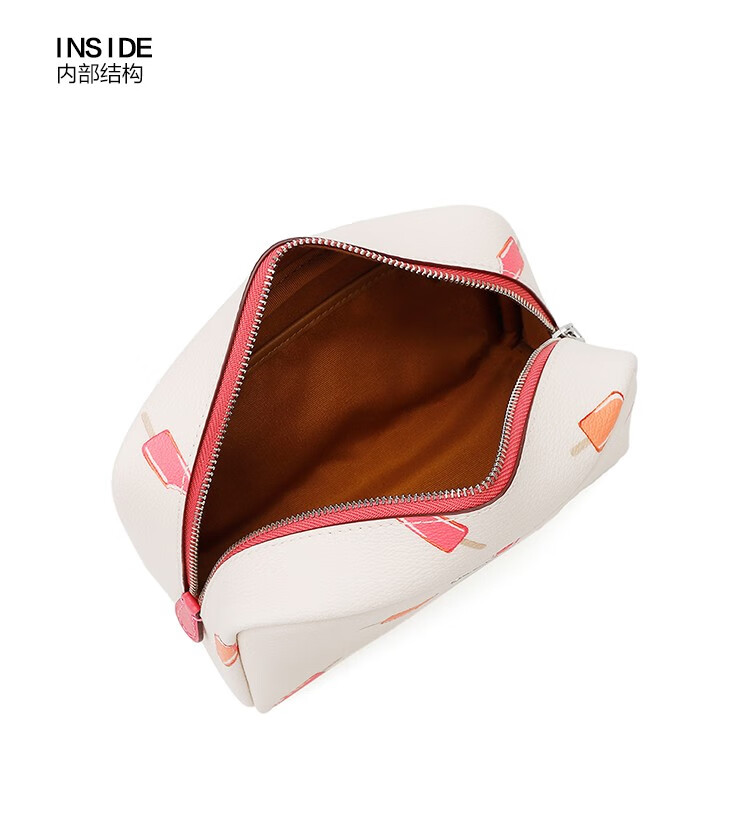 蔻驰coach化妆包奢侈品女士手拿包c3720棕色碎花ime7v中号