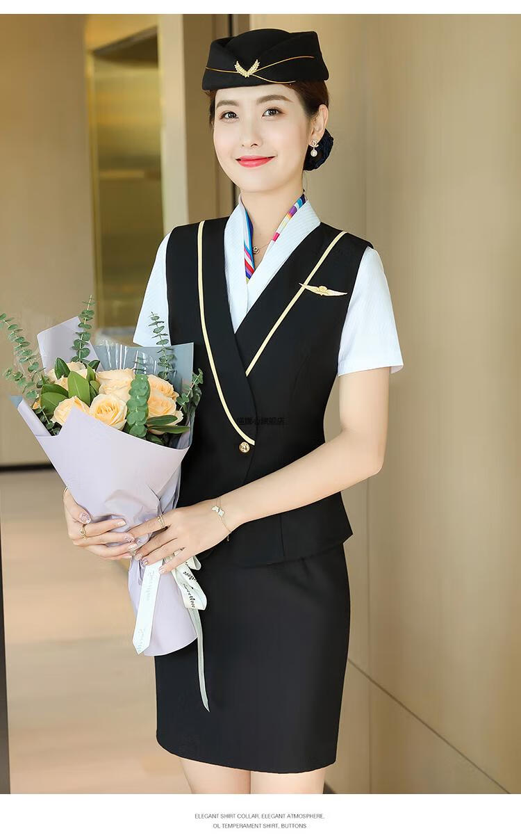 东航南航空姐制服职业套装连衣裙装气质时尚高铁乘务员工作服女夏深玫