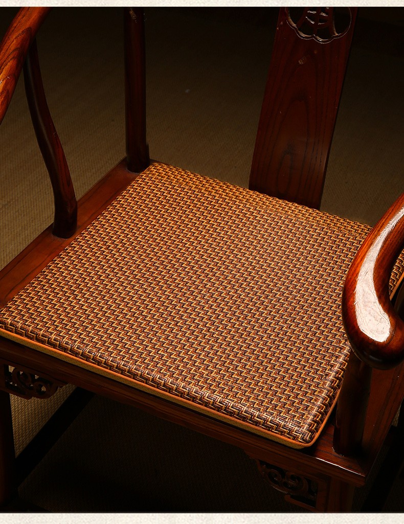 华幔盛庭新中式红木椅垫坐垫夏季凉垫定制实木家具圈椅茶桌椅座垫藤席