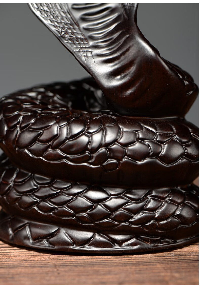 珠缘景翠黑檀木雕十二生肖蛇摆件动物实木雕刻家居办公