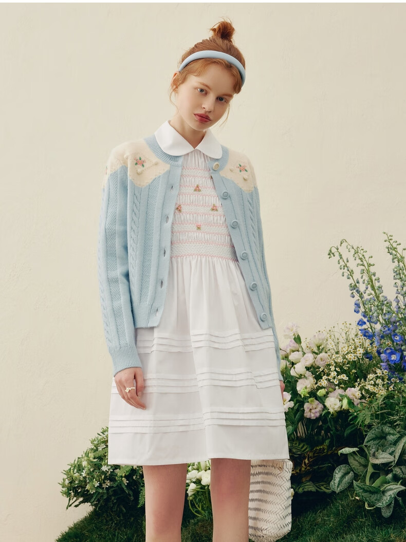 teenieweenie小熊连衣裙甜美气质娃娃领收腰显瘦女2022年夏季新款裙子