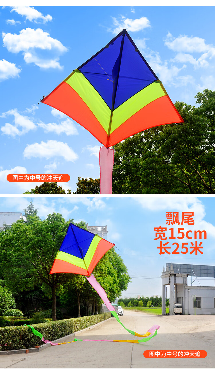 冲天追风筝追风者冲天追大风风筝544软伞布硅胶伞布格子布三角风筝带