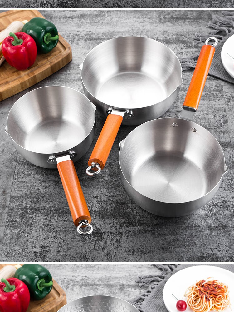 不锈钢雪平锅日式奶锅不粘锅汤锅煮粥煮面烫粉锅单柄锅马勺商用锅 430