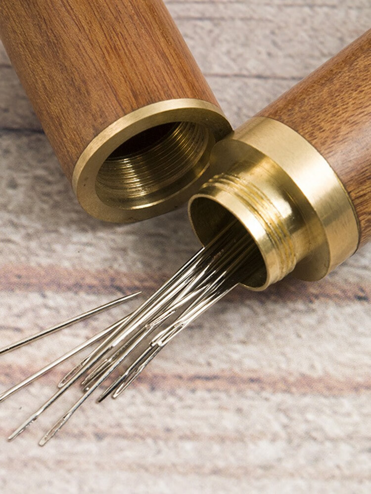 针家用缝衣针木筒手缝针线盒套装 黑檀木针桶 12根针【2套】【图片