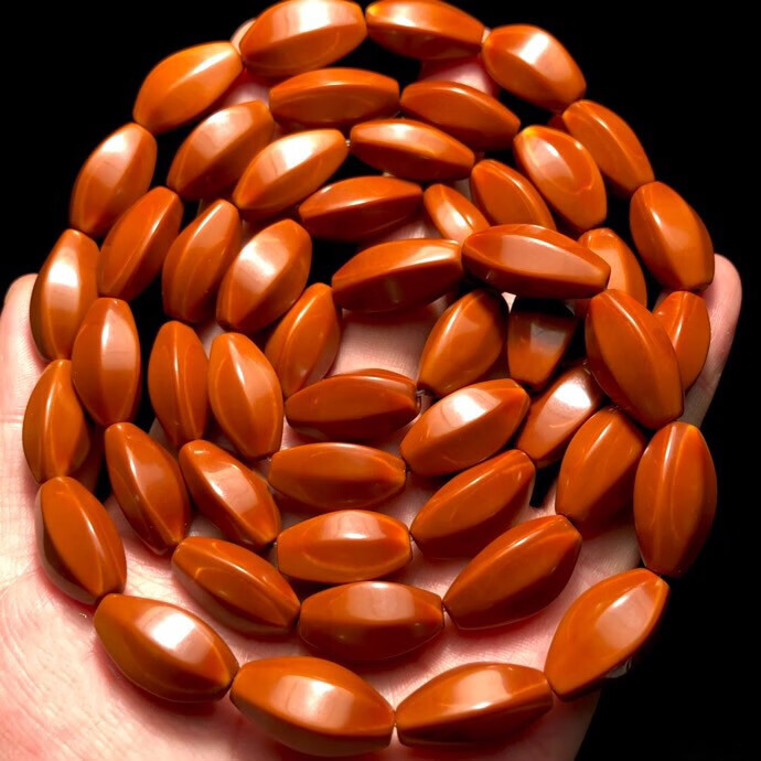 桓缘洋 六棱十八棱光珠橄榄核手串 素核圆珠雕刻文玩原籽素珠核雕素串