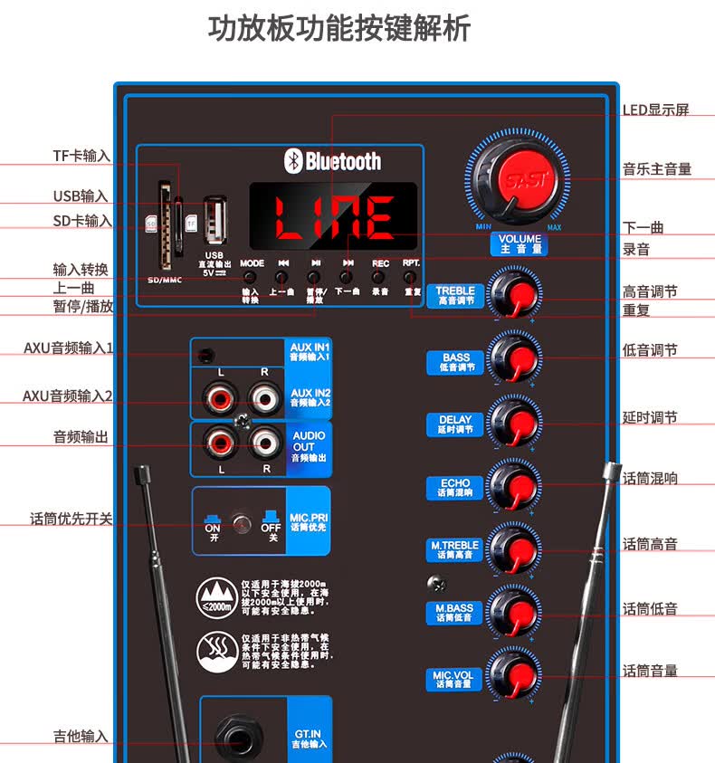 先科双15吋户外广场舞音响移动拉杆音箱舞台对箱手提婚庆蓝牙音响带