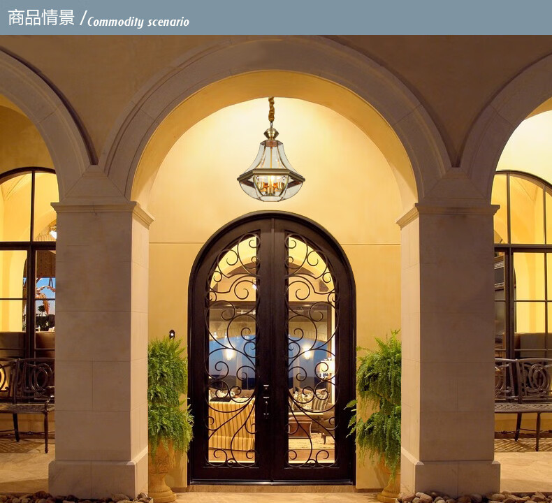 玻璃阳光房灯美式别墅室外入户门厅户外防水阳台玻璃阳光房专用太阳能