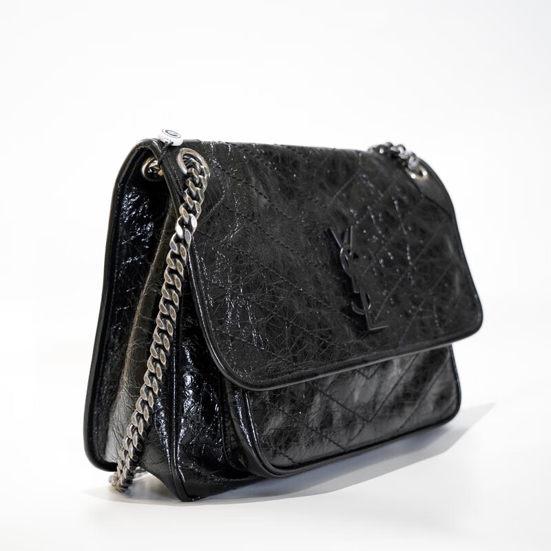 【二手99新】ysl 伊夫圣罗兰女士包包 黑色中号niki女士链条单肩斜