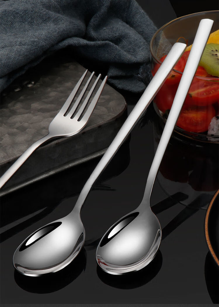 8支勺子家用长柄西餐勺加厚不锈钢吃饭勺调羹金属铁汤匙餐具品质韩式