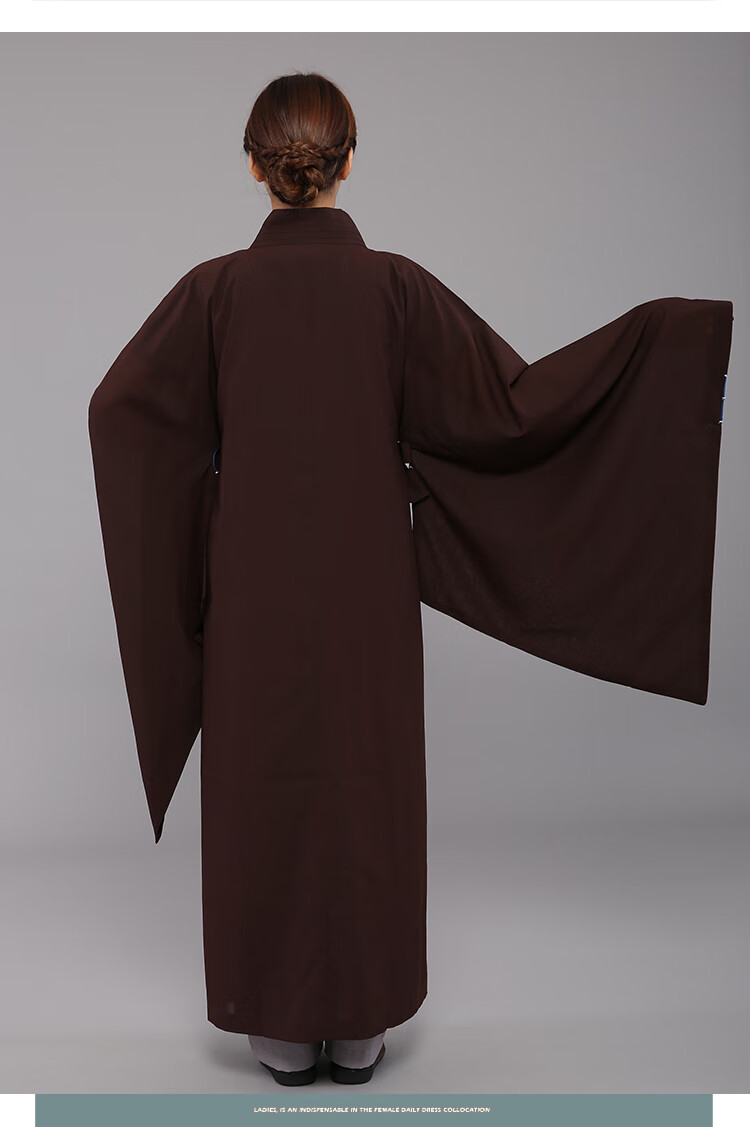 修行服装男套装僧服海青居士服女僧人和尚袈裟佛衣儿童禅修广袖黑海清