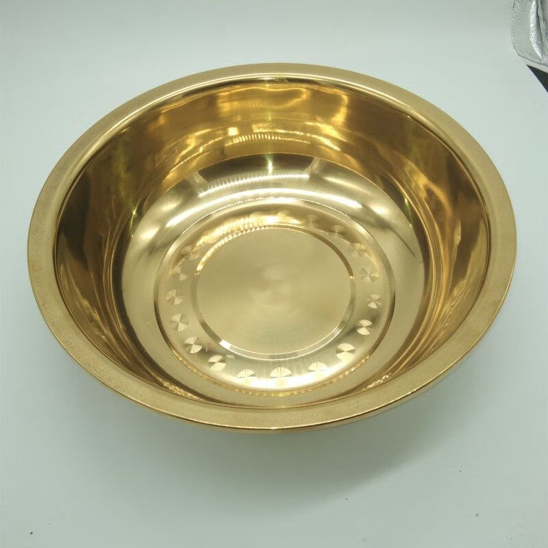 结婚用品洗脸盆面盆黄盆不锈钢仿金盆喜事风水用盆仿金盆铜盆36厘米仿