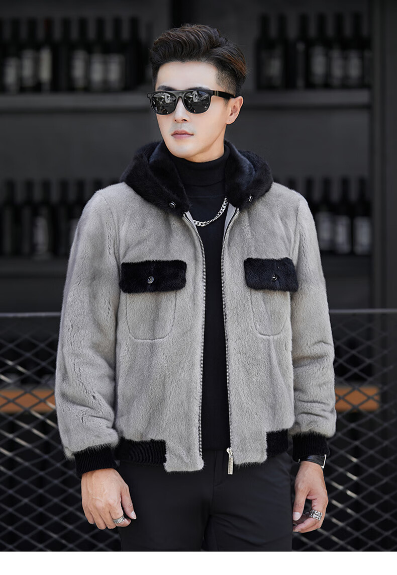 恒源祥貂皮大衣男装品牌高端奢华进口天鹅绒水貂毛貂皮大衣男裘皮大衣