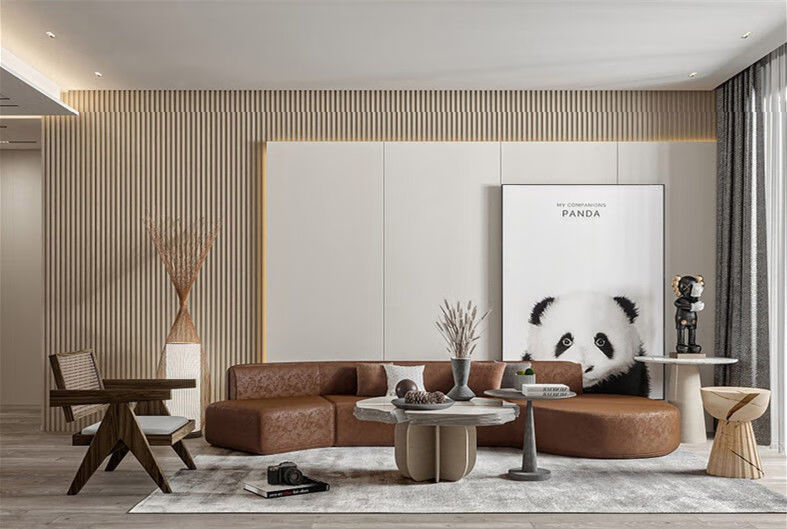 凹凸格栅板实木格栅长城板生态木电视背景墙护墙板原木客厅集成墙