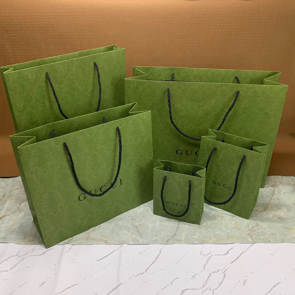 古奇酷奇绿色纸袋香水袋口红袋包装袋手提袋购物袋子围巾袋香水纸袋