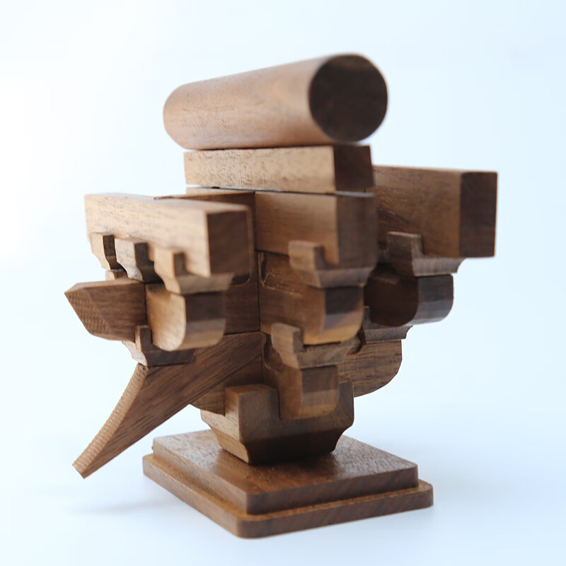 中国古建筑千年榫卯宋式斗拱营造积木模型黑胡桃实木拼装摆件 宋式